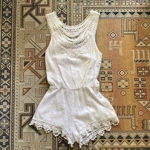Stunning crocheted Tularosa white romper